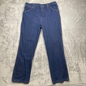 RED KAP Mens 36x30 Dark Wash Denim Work Pants Straight Leg Relaxed Fit